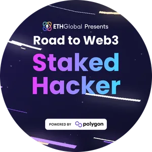 POAP badge for Road to Web3 Staked Hacker